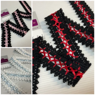 MIDLAND TEXTILES 35mm wide Ribbon Lace trimming edging border M1720