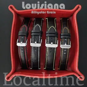 LIQUIDACIÓN Correas de reloj de cuero de becerro de grano de Louisiana premium acolchadas negras 18-24 mm - Imagen 1 de 15
