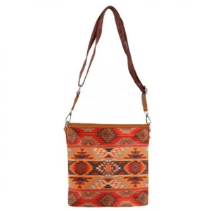 Montana West Red orange AZTEC PRINT CROSSBODY BAG PURSE w/ Zipper closure Strap - Picture 1 of 2