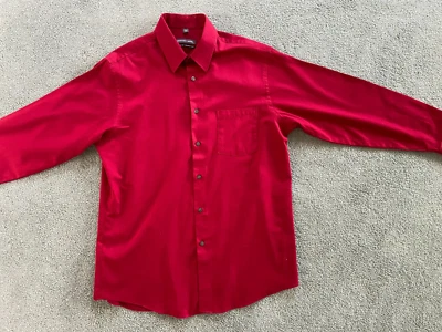 Geoffrey Beene Hombres Calce Clásico Cuello 16 Brazos 32/33 Rojo Pana Fina Sin Arrugas Foto 1 de 4