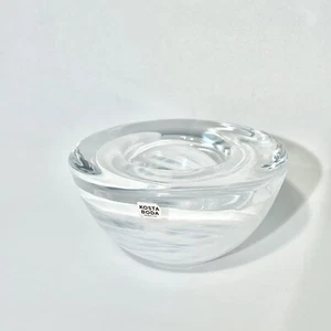 Kosta Boda Atoll Glass Bowl Votive Candle Holder White Swirl Art Glass - Picture 1 of 4