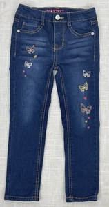 Beautees Blue Stretch Denim Glitter Butterfly Transfers Jeans Toddler Size 4T - Picture 1 of 9