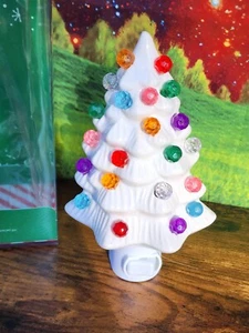 New Retro White lights ceramic Christmas Tree Night Light Nightlight New NIB - Picture 1 of 6