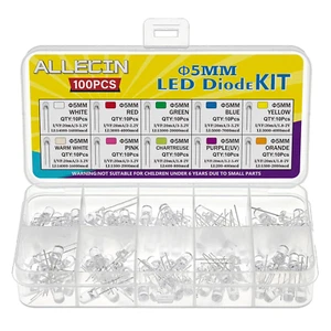 100PCS 5MM LED Diode Light Assortment Kit 10 Colors White Red Green Blue - Picture 1 of 12