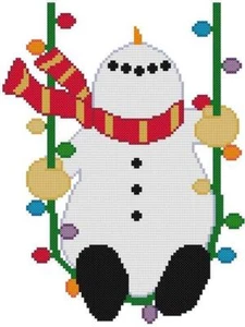 CROSS STITCH+ CRAFT PATTERN Winter Snowman Swing Christmas Lights Carrot Nose - Picture 1 of 1