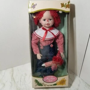 Muñeca artesanal vintage Raggedy Andy de porcelana coleccionable ático tesoro Kingstate  - Imagen 1 de 2