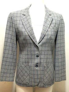 Vintage Pendleton Womens Small 100% Wool Plaid Preppy Academia Blazer Blue/Gray - Picture 1 of 10