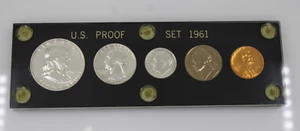 1961 US Mint 5-Coin Silver Proof Set in Black Capital Style Plastic Holder - Picture 1 of 10