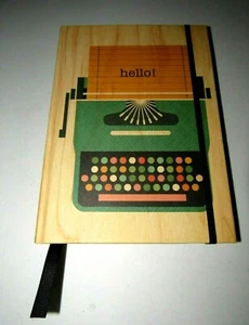 PETIT COLLAGE TAN WOOD-GRAIN RETRO TYPEWRITER HARDCOVER WRITING JOURNAL - Picture 1 of 4
