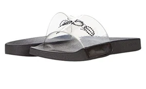 Bebe Dahlia Black Clear Girls Slides - Size 7 - Picture 1 of 3