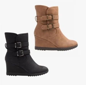 DAMAS MUJERES DOROTHY PERKINS MARCA CUÑA TOBILLO INVIERNO CREMALLERA BOTAS ZAPATOS TALLA - Imagen 1 de 25