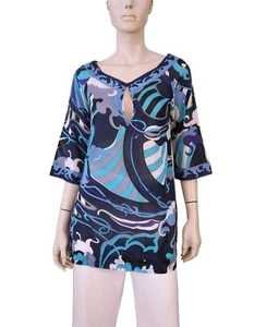 EMILIO PUCCI sz S Multicolor Printed Cotton Voile Tunic Top BRAND NEW - Picture 1 of 4