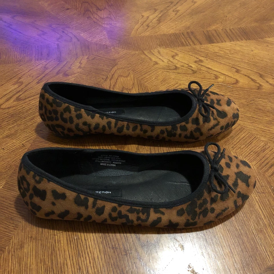 Pisos de ballet French Connection talla 10 Diana veganos gamuza marrón leopardo nuevos Foto 1 de 4