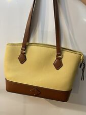 ST. JOHN'S BAY Yellow Faux Pebbled Leather Satchel Tote with Cognac Brown Trim