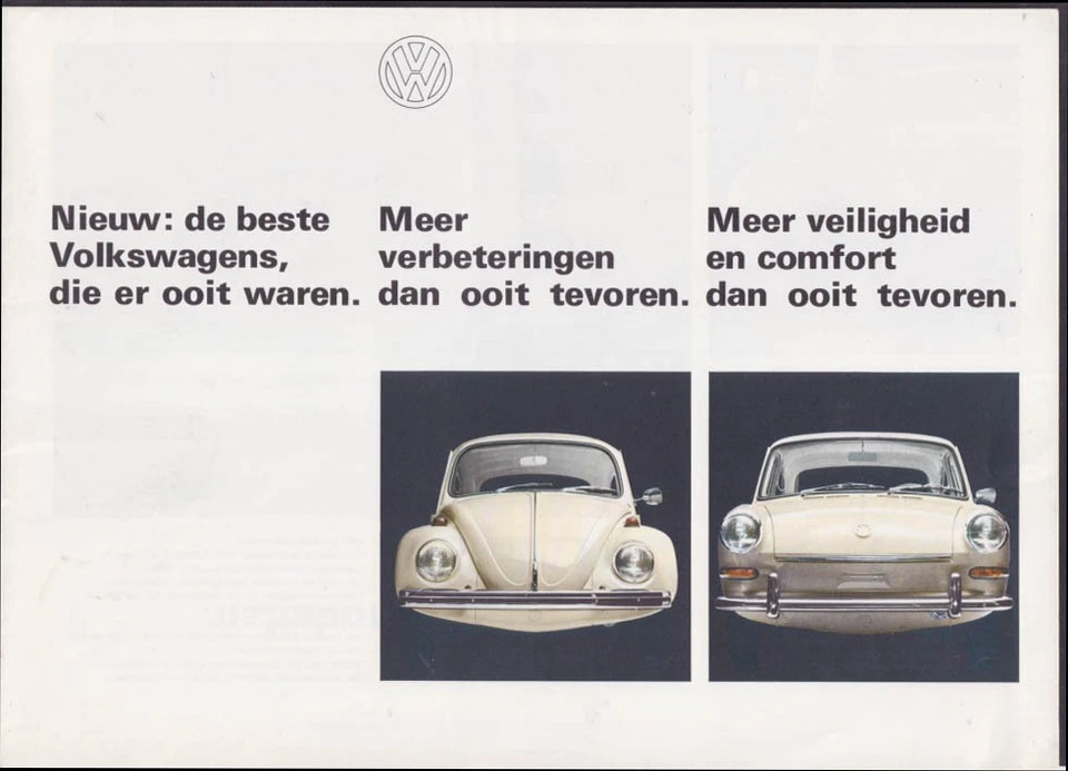 Volkswagen brochure 1968 Nieuw: de beste die er ooit waren 1200 1300 1500 1600 - Image 1 of 1