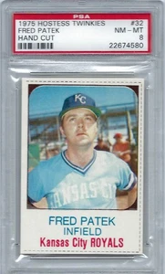 1975 HOSTESS # 32 FRED PATEK ☆TWINKIES VARIATION☆ KANSAS CITY ROYALS PSA 8 NM-MT - Picture 1 of 1