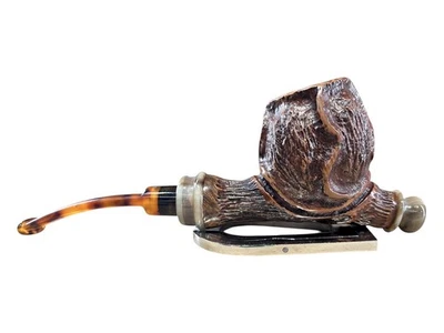 Pipa Luigi Viprati Naïf, manzana a mano alzada marrón oscuro con inserto índice de reposo Foto 1 de 4