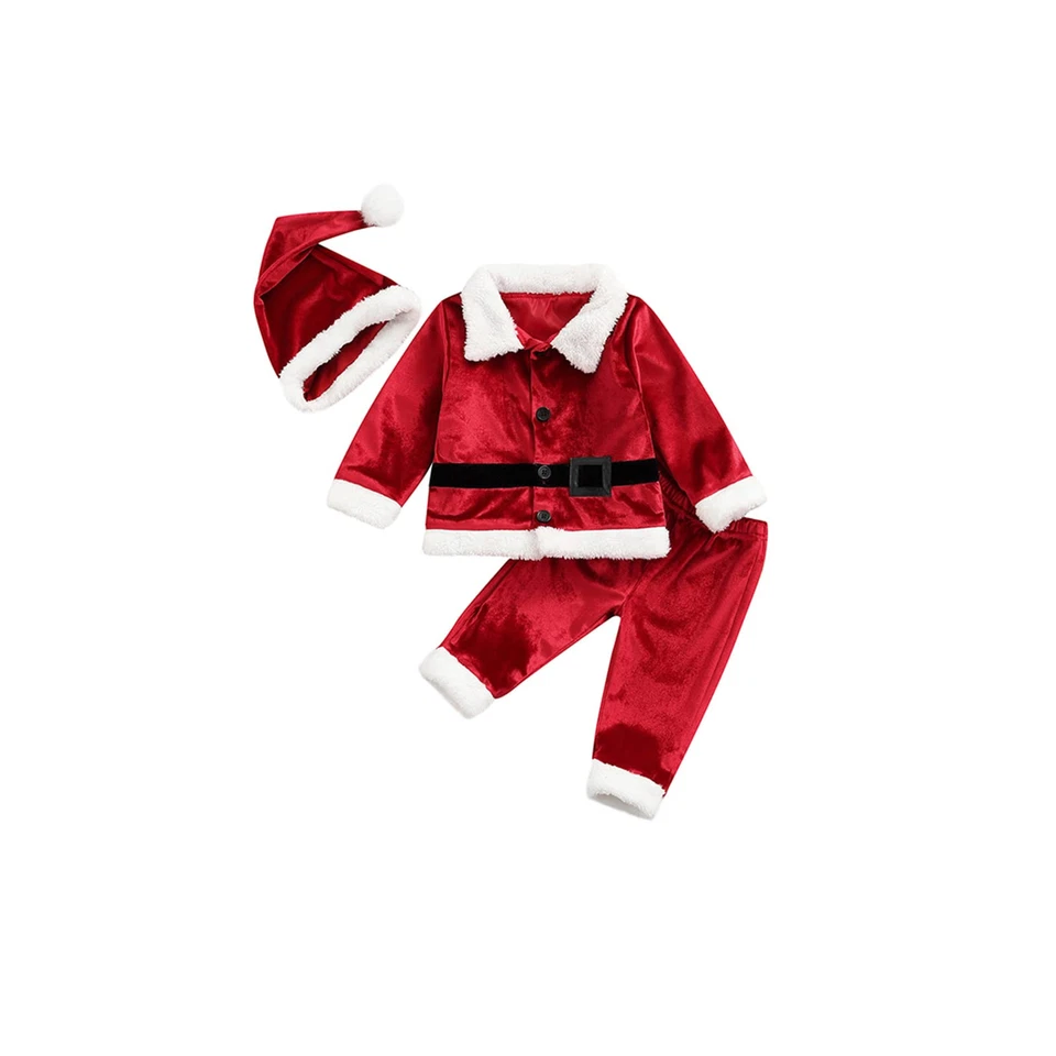 Niño Bebé Niños Niñas Disfraz de Papá Noel Terciopelo Manga Larga Navidad Chaqueta + L... Foto 1 de 1