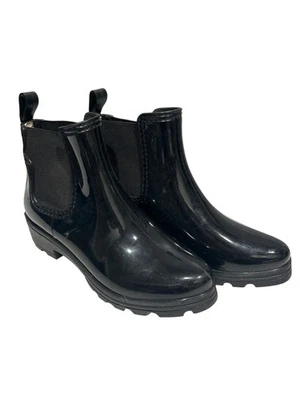 Botas de lluvia Chelsea Capelli New York para mujer negras impermeables de goma talla 10 Foto 1 de 4