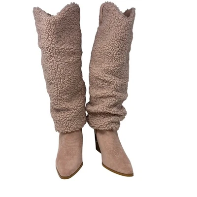 Botas Sherpa Lilliana para Mujer 9 Piel Sintética Slouchy Y2K Festival Coquette Vaquero Foto 1 de 4