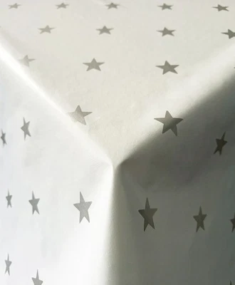 PVC Tischdecke STAR WEISS Sterne silber Wachstuch Weihnachten Xmas Meterware - Bild 1 von 2