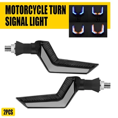 2PC Motorcycle LED Dynamic Turn Signal Blinker Lights Amber Blue For Harley Dyna - Image 1 of 4