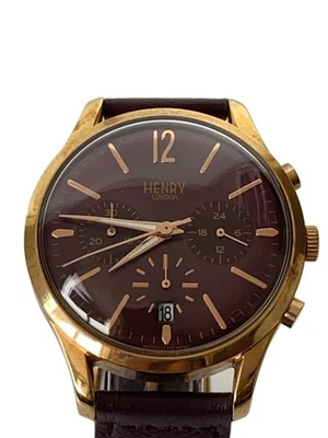 Relógio HENRY LONDON HL39-CS-0092 quartzo analógico caixa dourada pulseira roxa excelente - Imagem 1 de 4