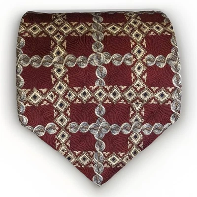 Vestido Geoffrey Beene Hombre Corbata de Seda 4" Ancho 57" Largo Marrón Microimpresión EE. UU. Foto 1 de 2