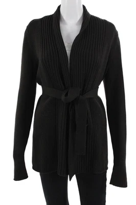 Cárdigan para mujer Elie Tahari negro 100 % lana merino manga larga talla S Foto 1 de 4