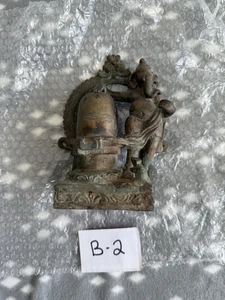 Estatua de bronce vintage Ganesh Ganesha elefante Nandi Shiva Linga ¡budismo hindú! - Imagen 1 de 7