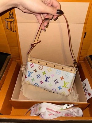 NWT Louis Vuitton x Takashi Murakami Pochette Accessoires in Multicolore White - Image 1 of 4