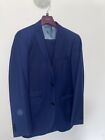 Next Skinny Fit Blue Tuxedo Suit Jacket 38R & Trousers W 32 x L31 Worn Once £99