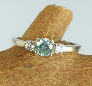 0.63 Ct Diamond Solitaire Green Women Ring Round Cut Certified New Inventory - Picture 1 of 8