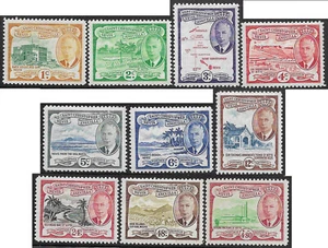 St Kitts-Nevis 1952 part set 10 of 12 sg 94-102, 5 MH Pictorial Definitives - Picture 1 of 2