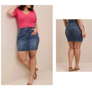 Torrid Mini Denim gerader Rock Medium Wash Gr. 22 Neu mit Etikett - Bild 1 von 14
