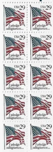 US Flag I Pledge Allegiance Black 29c Stamp Pane of 10 Scott #2593 - Picture 1 of 1