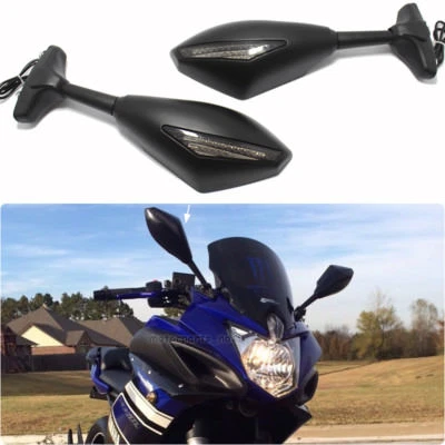Flecha LED señales de giro espejos retrovisores de motocicleta mate para Yamaha FZ6R YZF R6 YZF600 EE. UU. Foto 1 de 4