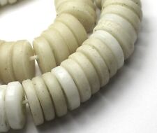 60 RARE AMAZING OLD WHITE CZECH "DISK" AFRICAN TRADE ANTIQUE BEADS