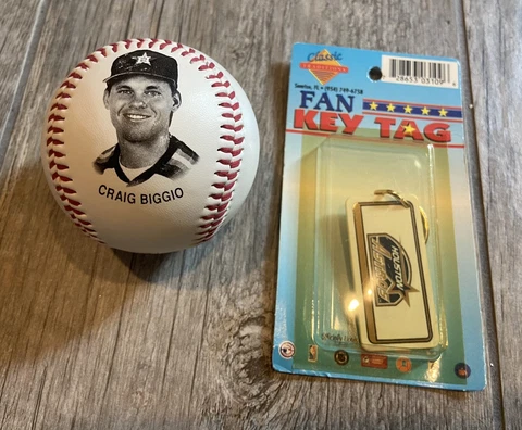 1993 Craig Biggio Chevron Baseball Fotoball MLB Houston Astros w Keychain Cover