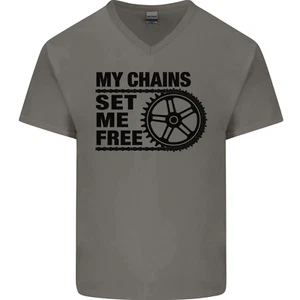 My Chains Set Me Free Radfahren Radfahren Herren V-Ausschnitt Baumwolle T-Shirt - Bild 1 von 31