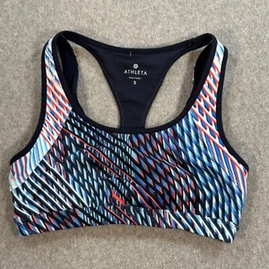 Athleta Sports Bra Racer Back Active Women's Small Red White Blue Gym Workout - Picture 1 of 6