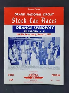1955 NASCAR Grand National Orange Speedway Program, Jim Paschal Win #3 - Picture 1 of 9