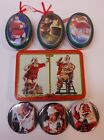 Vintage Coca Cola 3 Pin Back Buttons..2 Sealed Decks Santa Cards and 3 Ornaments
