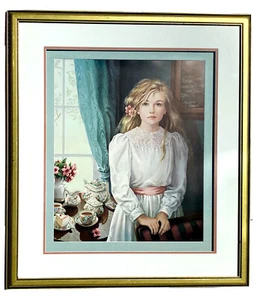Framed TEATIME Pati Bannister Limited Ed. Lithograph Art Signed Numbered Matted - Picture 1 of 6