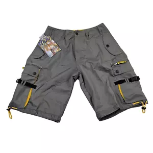 Pantaloncini Nesi AG RAGAZZO XL Bungee Grigio Tecnico Paracadute Nylon Militare Y2K Streetwear - Foto 1 di 10