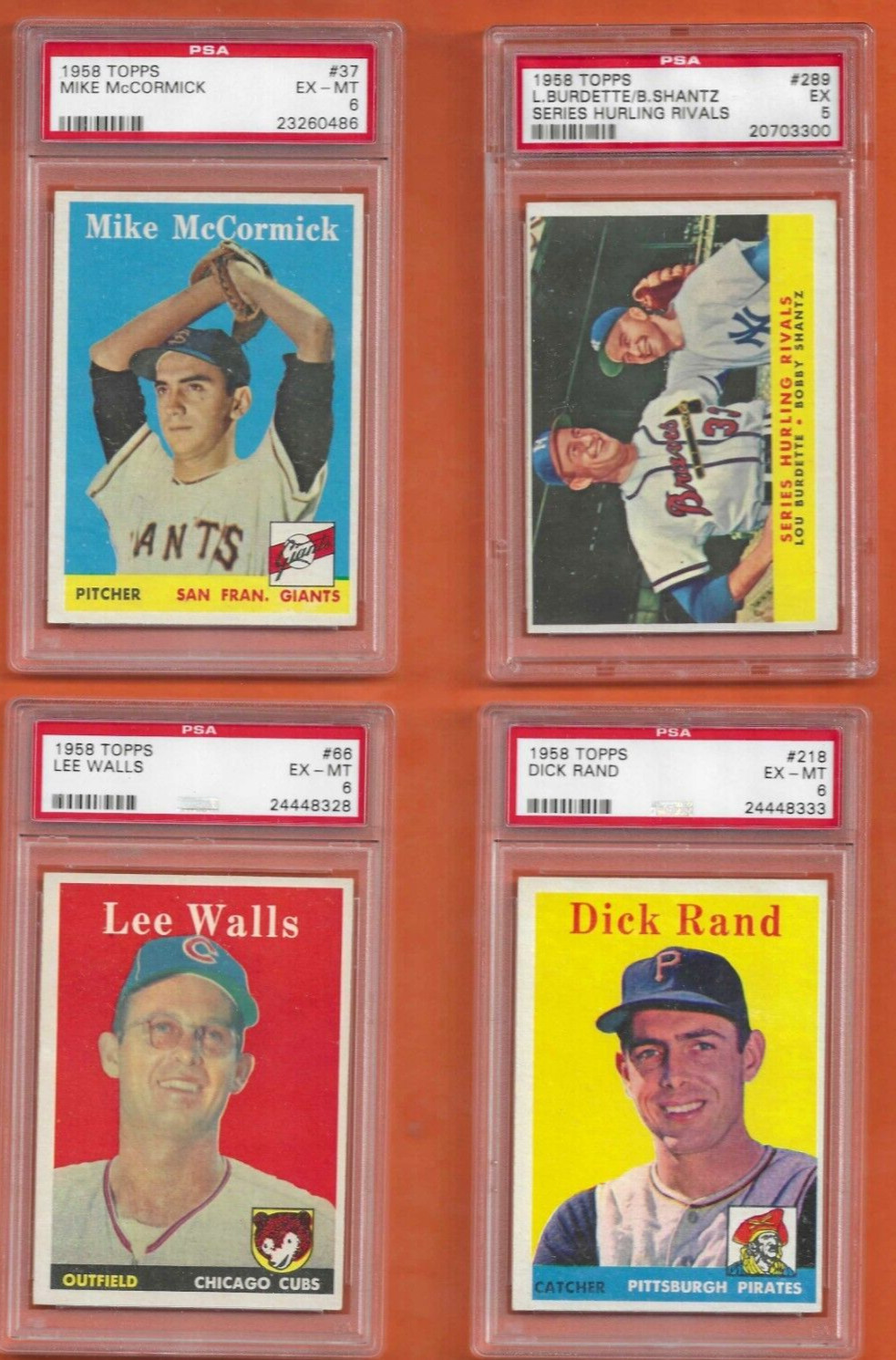 Mike McCormick #37 1958 Topps Baseball Card - Graded PSA 6 - ONE CARD ONLY