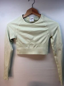 🦄Top corto Gimnasio Tiburón Mujer Pequeño Amarillo Manga Larga Entrenamiento Ropa Atlética🚀 - Imagen 1 de 8