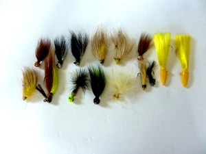 Vintage 13 Feathered Fly Fishing Lures + 2 - Picture 1 of 5
