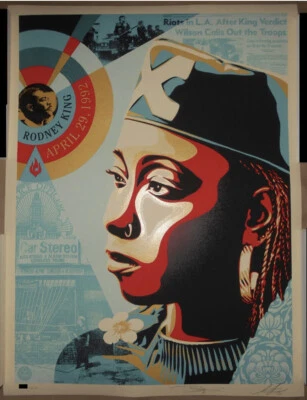 Serigrafía numerada firmada Shepard Fairey Obey Giant RODNEY KING EYES VEREDICTO Foto 1 de 4