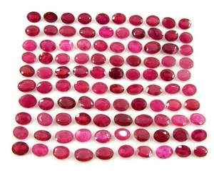 46.90 Ct Natural Ruby Loose Gemstone 4-6 mm Oval Cut 100 Pcs Lot - 64602 - Picture 1 of 6
